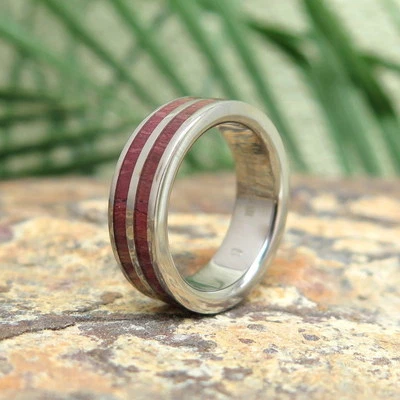 Hawaii Hawaiian Jewelry Wood Titanium Wedding Ring Band 6mm # TRK-1005-06 - Image 1 of 4