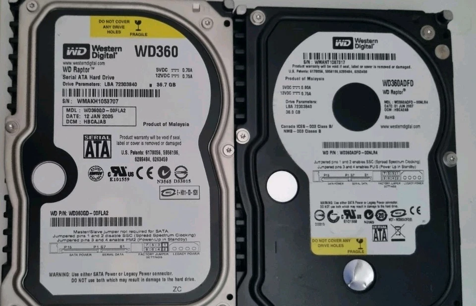 2 x Western Digital 36gb Raptors WD360 - Image 1 of 1