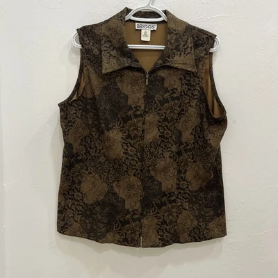 Chaleco Briggs Damas Mujeres Talla 12 Sin Mangas Cremallera Top Estampado Guepardo Floral Foto 1 de 4