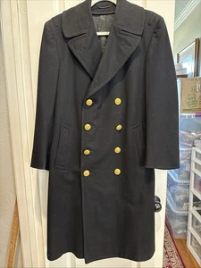 Cappotto ponte ufficiale US Navy vintage nero 100% lana pesante aquila bottone 3976 - Foto 1 di 17