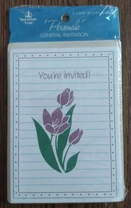 8 TARJETAS DE INVITACIÓN GENERAL (FLOR) VINTAGE CON ESCRITURA por Warner Press - Imagen 1 de 2