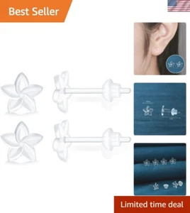 6 Pairs Hypoallergenic Plastic Earrings for Sensitive Ears - Lightweight & Clear - Picture 1 of 9