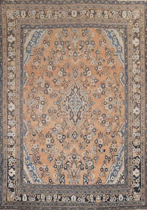 Vintage Muted Rust Floral Hamedan Area Rug 8x11 Traditional Handmade Wool Carpet - Picture 1 of 22