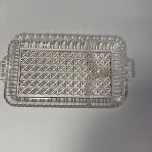6 Mid Century Anchor Hocking Serva Snack Glass 3 Section Luncheon Tray Plates - Picture 1 of 10