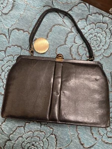 Mappin&Webb 1950s Goodwood Revival Lizard Leather handbag.Unused M&W Compact.VGC - Picture 1 of 24