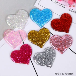8 pcs DIY Resin Plastic Cabochons 31x36mm Heart Shaped Flatbacks Decorations - Picture 1 of 20