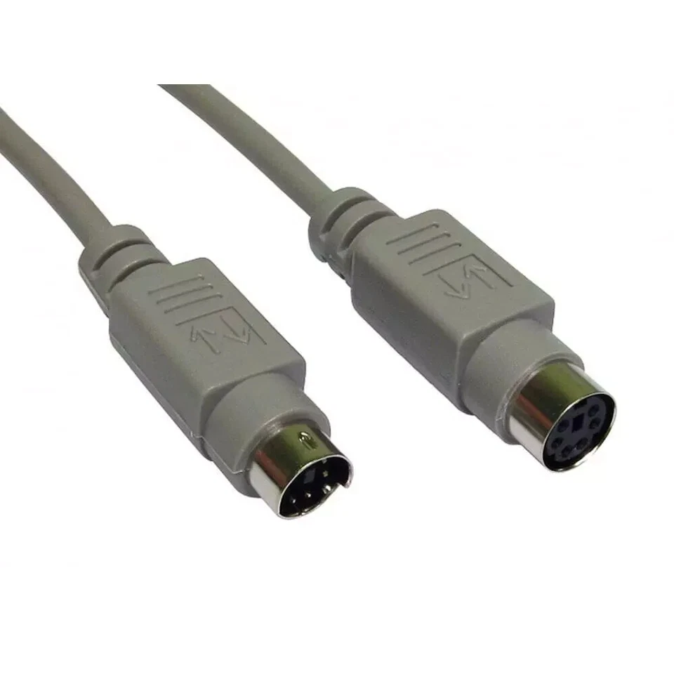 Grey 10 Meter PS/2 Keyboard / Mouse Extension Cable (6-Pin Male - 6-Pin Female) - Image 1 of 1