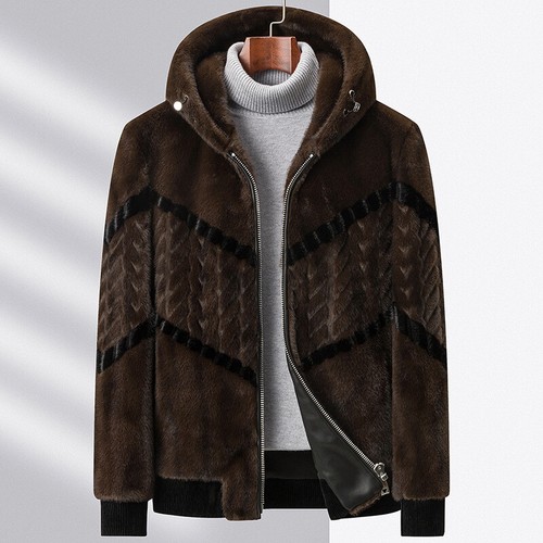 VETEMENTS Cappotto da uomo visone con cappuccio inverno corto ispessito cappotto di pelliccia calda giacca esterna sciolta