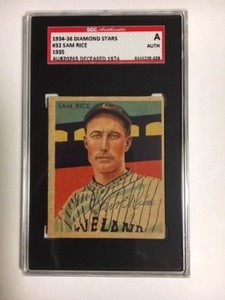  Sam Rice HOF Signed Autographed 1934-36 Diamond Stars # 32 SGC Authenticated