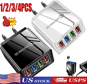 US 4 Port Fast Quick Charge QC 3.0 USB Hub Wall Home Charger Power Adapter Plug - Picture 1 of 16