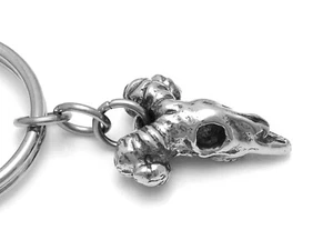 Ram Skull Keychain, Handmade Aries Zodiac Keyring in Pewter - Picture 1 of 6