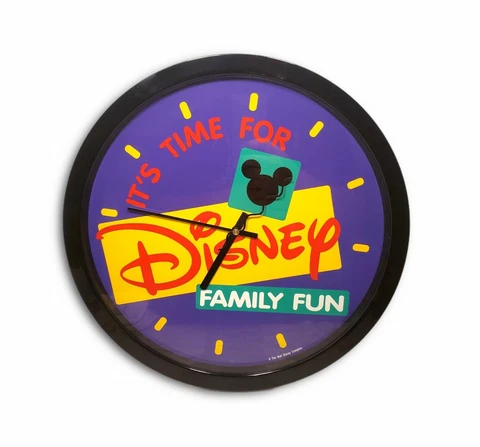 Vintage Disney 14.5" Large Wall Clock It's Time For Disney Family Fun 90s Promo Cover