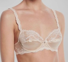 $186 Lise Charmel Women's Beige Splendeur 2-Part Full-Cup Lace Bra Size 34E