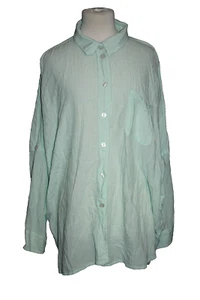 American Eagle Women's Button Down Blouse Oversized Mint Green Stripe Size M - Picture 1 of 2