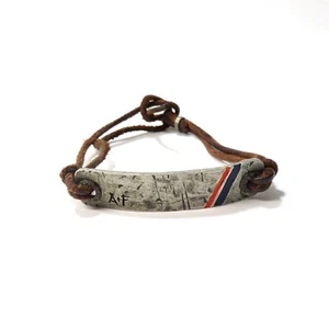 Vtg Abercrombie & Fitch Bracelet Adult Leather Wrap Logo Retro Y2K Unisex 6267 - Picture 1 of 9