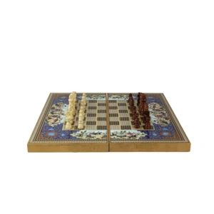 Wooden Khatam Design Chess & Backgammon Set 20 Inch - Picture 1 of 5