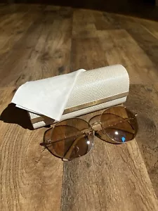 Jimmy Choo oversized aviator-style sunglasses with a gold-tone frame. - Picture 1 of 14