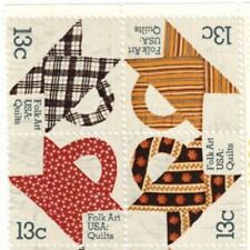 Quilts Basket Design -Block Of 4 Collectible Unused 1978 Stamps-Free Shipping