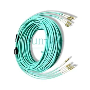Fiber Optic Jumper Patch Cord LC-LC MM 4 Strand Armored 10G OM3 Fiber Cable 50m - Afbeelding 1 van 8