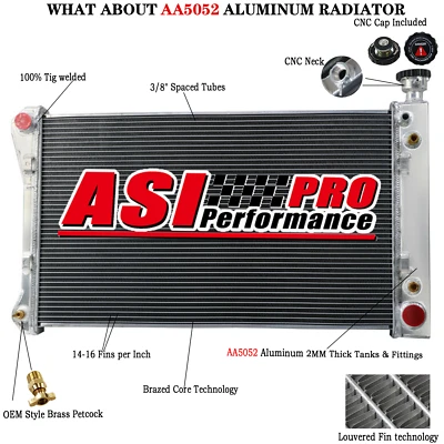 3-Row Aluminum Radiator fit 88~1997 89 Chevy GMC C/K 1500 2500 3500 5.0L/5.7L'V8 Foto 1 de 4