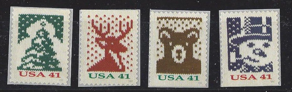 US Scott # 4207v - 4210v / 2007 Holiday Christmas Knits Set of 4 Singles MNH - Image 1 of 1