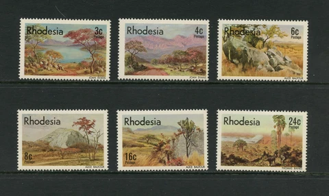 G598  Rhodesia  1977  art  landscape paintings   6v.     MNH Cover