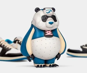 Fools Paradise Kakkoii Taiketsu Panda Navy Vinyl Art Toy Figure Limited Edition - Picture 1 of 10