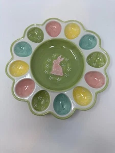 Pastel Ceramic Egg Plate from Magenta, Deviled Egg Plate,Spring Plate , 11", NEW - Picture 1 of 8
