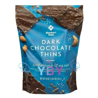 Member's Mark Dark Chocolate Thins with Almonds and Sea Salt 20 oz - Image 1 of 4