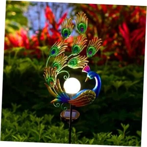 Solar Garden Stake Light, 50 Inches Tall Metal Peacock Outdoor Waterproof 1 - Picture 1 of 8