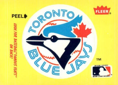 Toronto Blue Jays Logo 1986 Fleer - Team Stickers - Hack Wilson Back - Image 1 of 2