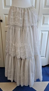 Reproduction Victorian Tiered White Lace And Cotton Skirt - Picture 1 of 14