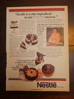 1983 La Mousse Bakery Nadine Korman Nestle Chocolate Print Ad - Image 1 of 4