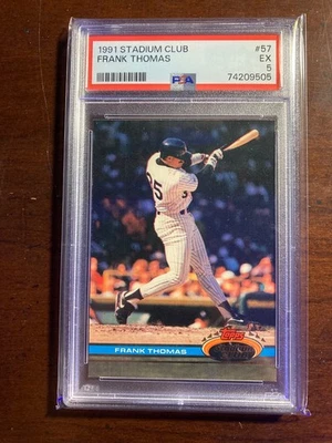 Tarjeta de béisbol 1991 Topps Stadium Club Frank Thomas PSA EX 5 HOF #57 gran valor Foto 1 de 2