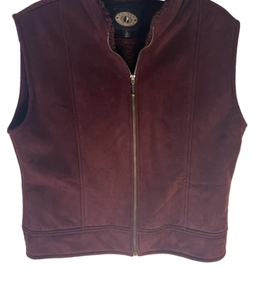Chaleco de Gamuza Vino Borgoña De Colección Cremallera Completa Ropa del Condado Mujeres L Aire Libre Acogedor Foto 1 de 4