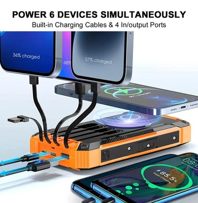 Outdoor Mobile Power Supply Waterproof Solar Power Bank PD22.5W10000mAh Wireless - Image 1 of 4