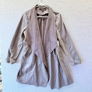 Marc New York Andrew Jacket Womens Faux Leather Suede Gray Moto Open Zipper - Picture 1 of 8