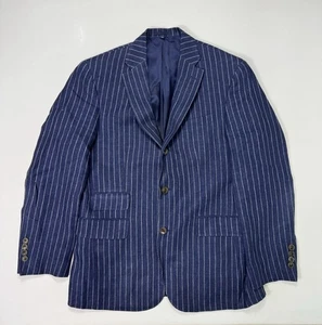 Jos A Bank Men's 40R Tailored Fit 100% Linen Blazer White Blue Striped Modern - Picture 1 of 12