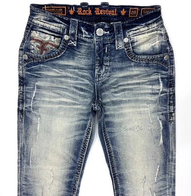 Pantalones de mezclilla Rock Revival Callan corte bota desgastados azul claro lavado hombres tallas 29-34 Foto 1 de 4