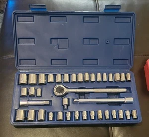 39 PC 3/8-Inch Drive Socket and Drive Tool Set With Extension Bar And Case - Foto 1 di 9