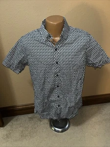 Monument Shirt Black White Orange Button Up SS Ghosts All Over Men's Size M NWT - Picture 1 of 6