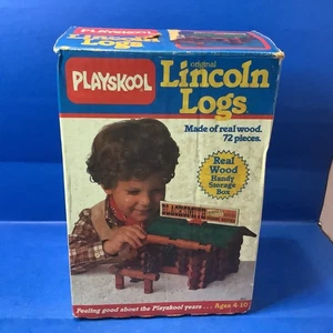 Vintage 1986 Playskool Lincoln Logs Echtholz #884 Schmiedehütte unvollständig - Bild 1 von 7