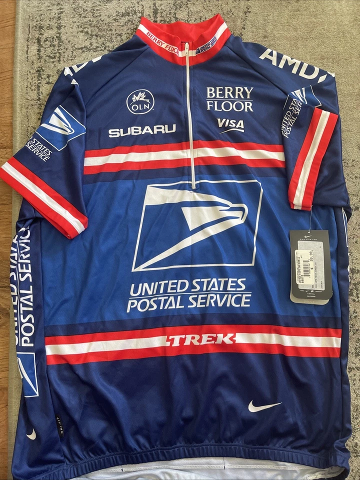 Vintage Y2K Nike Dry Fit Men's Trek Subaru USPS Logos Cycling Jersey L - Image 1 of 1