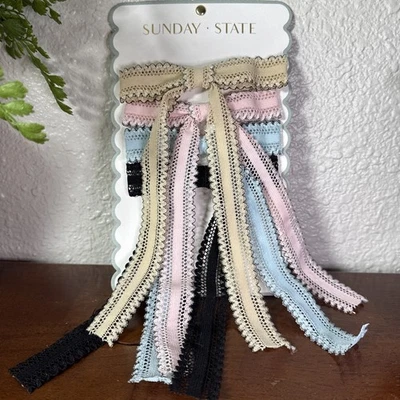 4件装蕾丝发夹可爱发弓鳄鱼夹多色发夹7英寸长 — 第 1/4 张图片