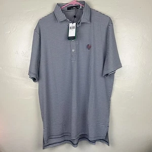 RLX Polo Shirt Men's Large Blue Striped Golf Performance Ralph Lauren Stretch - Picture 1 of 12