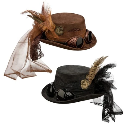 AMAKANDO Gothic Zylinder Steampunk Hut Viktorianischer Zylinderhut Retrolook Karneval
