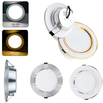Downlight LED Redondo Empotrado Luz de Techo Downlights Blanco Plata-Superficie de Carcasa Foto 1 de 4
