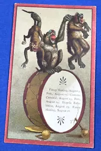 C1880 Trade Card FAHRRADAUSSTELLUNG The RINK Boston, George Nash, Carrie Gilmore - Bild 1 von 3
