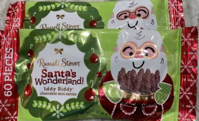 (2) Russell Stover~Santas Wonderland 60 Mini Chocolate Santas- NEW. See Below  - Image 1 of 4