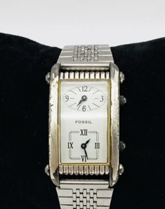 Vintage Fossil 19th Century Style Dual Time Quartz Watch & Casio Band - Picture 1 of 3